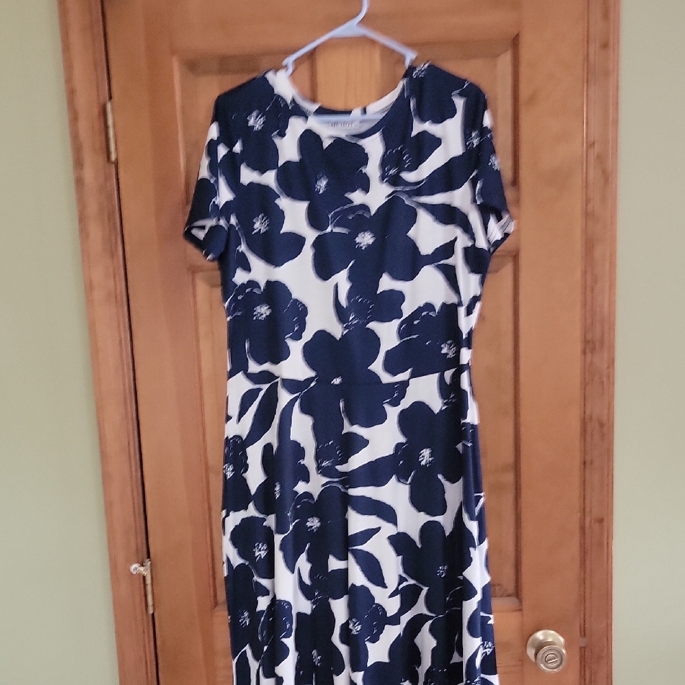 Floral Navy and White Dress